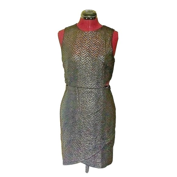 THE MOON Womens Dress Size Large Black Gold Cutout Tulip Hem Lined - Picture 1 of 7